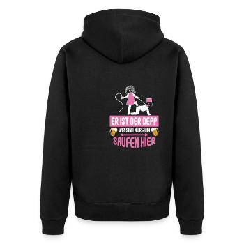 Junggesellenabschied Poltern Polterabend JGA - Unisex Premium Bio Zip Hoodie - Schwarz - Hinten - Nico (187cm)