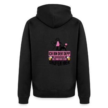 Junggesellenabschied Poltern Polterabend JGA - Unisex Premium Bio Zip Hoodie - Schwarz - Hinten - Nico (187cm)