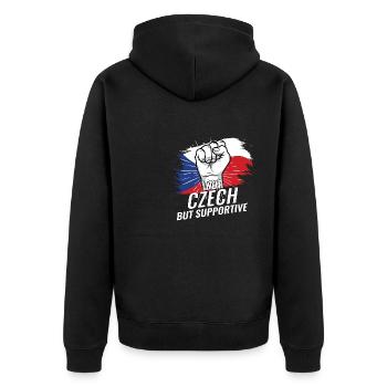 Pas tchèque mais favorable au drapeau de la République tchèque - Veste à capuche bio Premium Unisexe - noir - Dos - Nico (187cm)