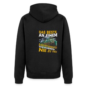 Lockführer Eisenbahn - Unisex Premium Bio Zip Hoodie - Schwarz - Hinten - Nico (187cm)