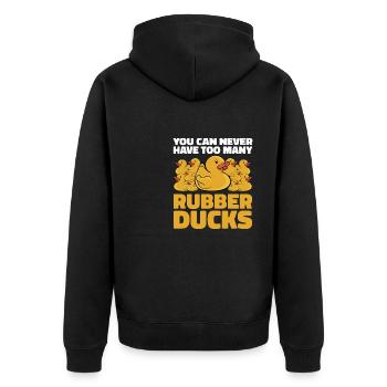 You Can Never Have Too Many Rubber Ducks Duckling - Unisex Premium Bio Zip Hoodie - Schwarz - Hinten - Nico (187cm)