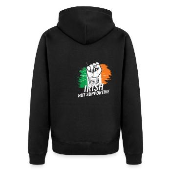 Not Irish But Supportive Ireland Flag Country - Unisex Premium Bio Zip Hoodie - Schwarz - Hinten - Nico (187cm)