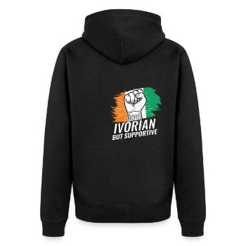 Not Ivorian But Supportive Ivory Coast Flag - Unisex Premium Organic Zip Hoodie - black - Back - Nico (187cm)