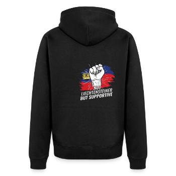 Not Liechtensteiner But Supportive Liechtenstein - Unisex Premium Bio Zip Hoodie - Schwarz - Hinten - Nico (187cm)
