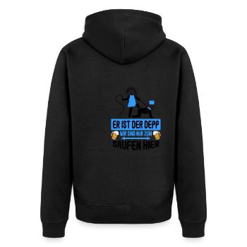 Junggesellenabschied Poltern Polterabend JGA - Unisex Premium Bio Zip Hoodie - Schwarz - Hinten - Nico (187cm)