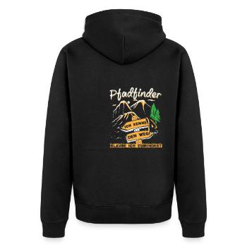 Pfadfinder ich kenne den Weg! Camping Lagerfeuer - Unisex Premium Bio Zip Hoodie - Schwarz - Hinten - Nico (187cm)