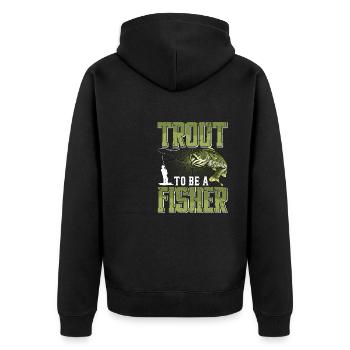 Funny Fishing Men Women - Unisex Premium Bio Zip Hoodie - Schwarz - Hinten - Nico (187cm)