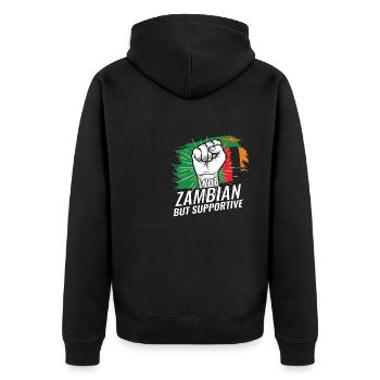 Pas zambien, mais favorable à la Zambie Pays du drapeau - Veste à capuche bio Premium Unisexe - noir - Dos - Nico (187cm)