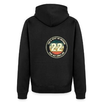 22e anniversaire pour que vous voyiez avec 22 cadeaux rétro - Veste à capuche bio Premium Unisexe - noir - Dos - Nico (187cm)