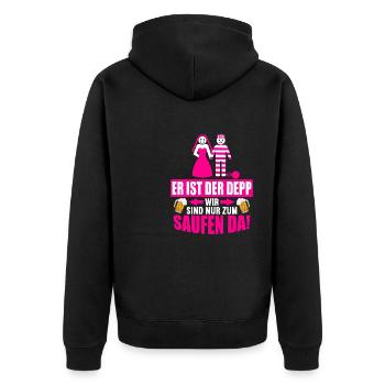 Junggesellenabschied Poltern Polterabend JGA - Unisex Premium Bio Zip Hoodie - Schwarz - Hinten - Nico (187cm)