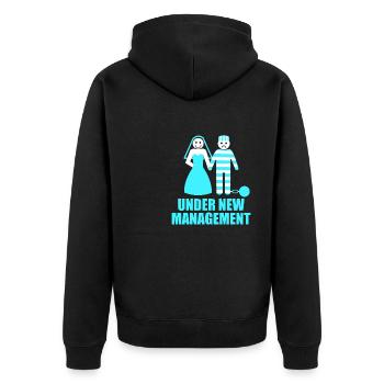 Junggesellenabschied Poltern Polterabend JGA - Unisex Premium Bio Zip Hoodie - Schwarz - Hinten - Nico (187cm)