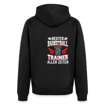 Bester Basketball Trainer aller Zeiten - Unisex Premium Bio Zip Hoodie - Schwarz - Hinten - Nico (187cm)