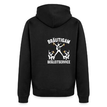 Junggesellenabschied Poltern Polterabend JGA - Unisex Premium Bio Zip Hoodie - Schwarz - Hinten - Nico (187cm)