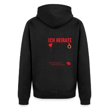Junggesellenabschied Polterabend JGA Männer - Unisex Premium Bio Zip Hoodie - Schwarz - Hinten - Nico (187cm)