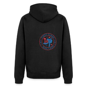 Postman Postman Postman Postman - Unisex Premium Organic Zip Hoodie - black - Back - Nico (187cm)