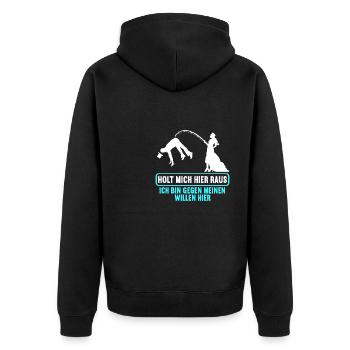 Junggesellenabschied Polterabend JGA Männer - Unisex Premium Bio Zip Hoodie - Schwarz - Hinten - Nico (187cm)