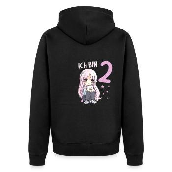 2 Jahre Mädchen Anime Kawaii Katze 2. Geburtstag - Unisex Premium Bio Zip Hoodie - Schwarz - Hinten - Nico (187cm)