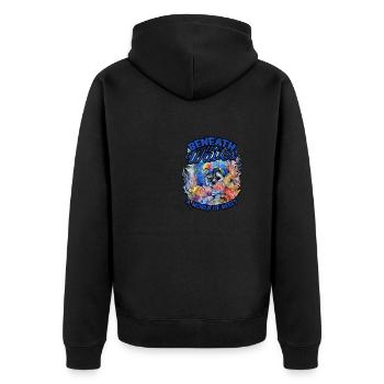Unter den Wellen, eine Welt der Riffe - Reef - Unisex Premium Bio Zip Hoodie - Schwarz - Hinten - Nico (187cm)