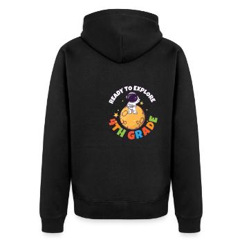 Back To School Day Ready to Explore 4th Grade - Unisex Premium Bio Zip Hoodie - Schwarz - Hinten - Nico (187cm)