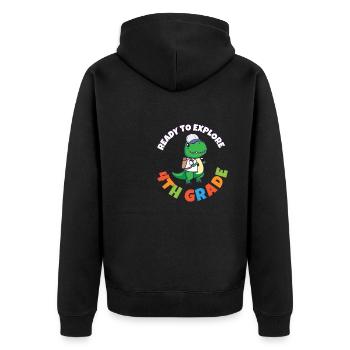 Back To School Day Ready to Explore 4th Grade Trex - Unisex Premium Bio Zip Hoodie - Schwarz - Hinten - Nico (187cm)