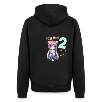 2 Jahre Mädchen Anime Kawaii Katze 2. Geburtstag - Unisex Premium Bio Zip Hoodie - Schwarz - Hinten - Nico (187cm)