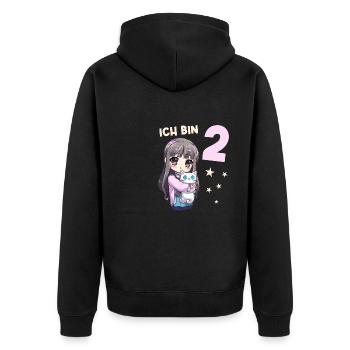 2 Jahre Mädchen Anime Kawaii Katze 2. Geburtstag - Unisex Premium Bio Zip Hoodie - Schwarz - Hinten - Nico (187cm)