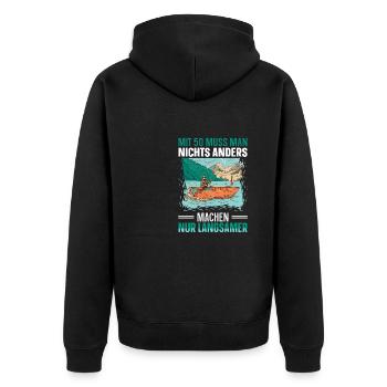 Mit 50 muss man nichts anders machen Nur langsamer - Unisex Premium Bio Zip Hoodie - Schwarz - Hinten - Nico (187cm)
