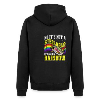 Funny Fishing Men Women - Unisex Premium Bio Zip Hoodie - Schwarz - Hinten - Nico (187cm)