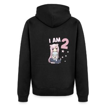 2 Jahre Mädchen Anime Kawaii Katze 2. Geburtstag - Unisex Premium Bio Zip Hoodie - Schwarz - Hinten - Nico (187cm)