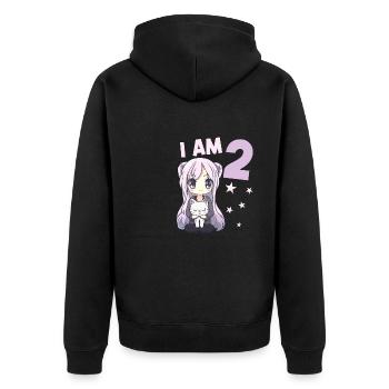 2 Jahre Mädchen Anime Kawaii Katze 2. Geburtstag - Unisex Premium Bio Zip Hoodie - Schwarz - Hinten - Nico (187cm)