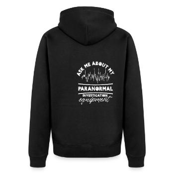 Ask me about my paranormal investigation equipment - Unisex Premium Bio Zip Hoodie - Schwarz - Hinten - Nico (187cm)