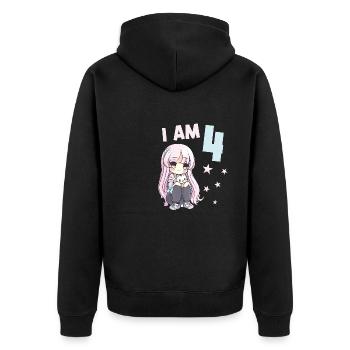 4 ans Fille Anime Kawaii Cat 4ème anniversaire - Veste à capuche bio Premium Unisexe - noir - Dos - Nico (187cm)