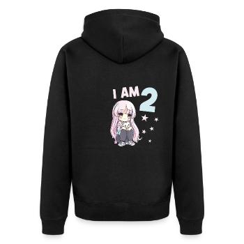 2 Jahre Mädchen Anime Kawaii Katze 2. Geburtstag - Unisex Premium Bio Zip Hoodie - Schwarz - Hinten - Nico (187cm)