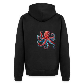 OCTOPUS GRAPHIC KRAKEN DESIGNS - Unisex Premium Bio Zip Hoodie - Schwarz - Hinten - Nico (187cm)