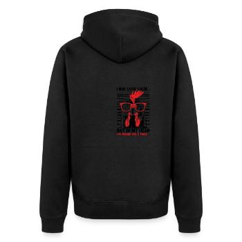 Ich mag ruhig aussehen, aber in meinem Kopf habe ich dich gepickt 3 - Unisex Premium Bio Zip Hoodie - Schwarz - Hinten - Nico (187cm)