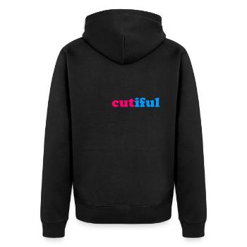 Cutiful Meine Mischung zischen Cute und Beautiful - Unisex Premium Bio Zip Hoodie - Schwarz - Hinten - Nico (187cm)