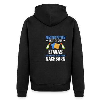 Fenster putzen ist etwas für Leute... - Unisex Premium Bio Zip Hoodie - Schwarz - Hinten - Nico (187cm)