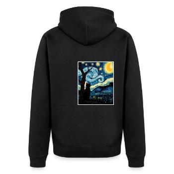 KATZEN PORTRAI - Unisex Premium Bio Zip Hoodie - Schwarz - Hinten - Nico (187cm)