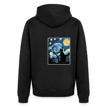 KATZEN PORTRAI - Unisex Premium Bio Zip Hoodie - Schwarz - Hinten - Nico (187cm)