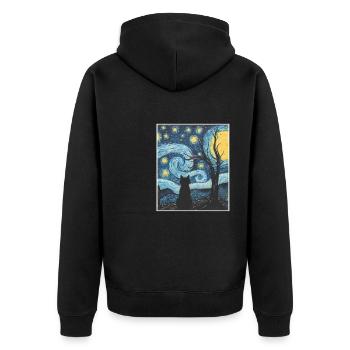 KATZEN PORTRAI - Unisex Premium Bio Zip Hoodie - Schwarz - Hinten - Nico (187cm)