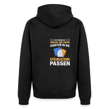 Spülmaschine Fenster lustig - Unisex Premium Bio Zip Hoodie - Schwarz - Hinten - Nico (187cm)