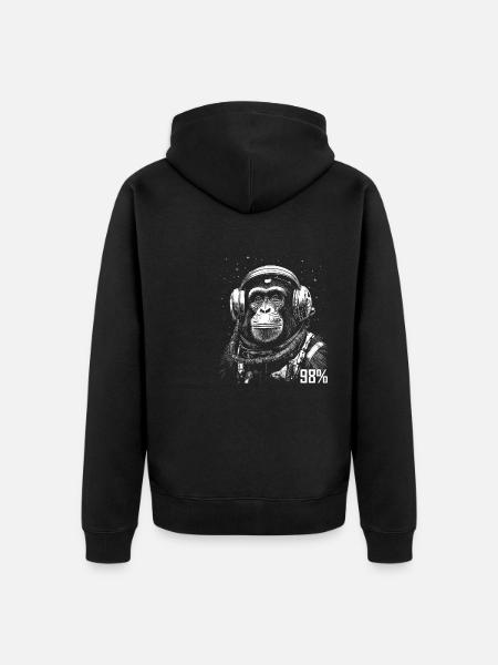Astronaut Affe Weltraum Erkundung Abenteuer - Unisex Premium Bio Zip Hoodie - Schwarz