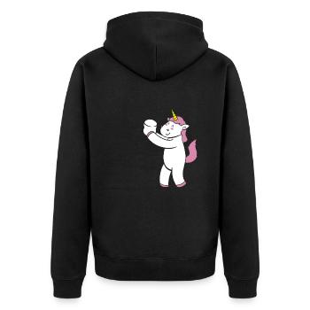Smore Unicorn Kids Marshmallow Camping Camper - Unisex Premium Organic Zip Hoodie - black - Back - Nico (187cm)
