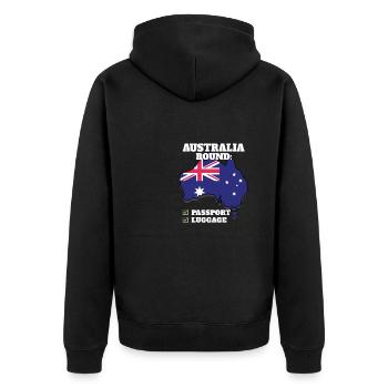 Australia Bound Country Travel Australian Flag - Unisex Premium Bio Zip Hoodie - Schwarz - Hinten - Nico (187cm)