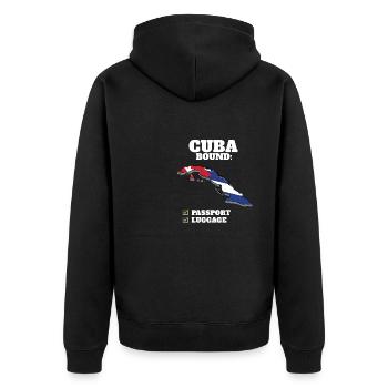 Cuba Bound Country Travel Cuban Flag Vacation - Unisex Premium Organic Zip Hoodie - black - Back - Nico (187cm)