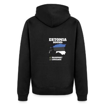 Estonia Bound Country Travel Estonian Flag - Unisex Premium Bio Zip Hoodie - Schwarz - Hinten - Nico (187cm)