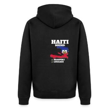 Haiti Bound Country Travel Haitian Flag Vacation - Unisex Premium Organic Zip Hoodie - black - Back - Nico (187cm)