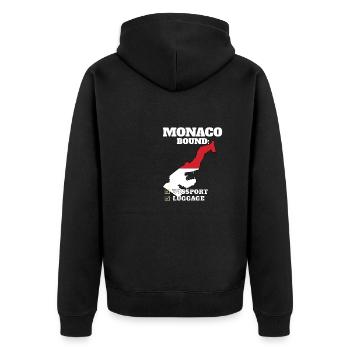 Monaco Bound Country Travel Monegasque Flag - Unisex Premium Bio Zip Hoodie - Schwarz - Hinten - Nico (187cm)