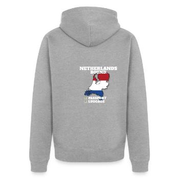 Netherlands Bound Country Travel Netherlandish - Unisex Premium Organic Zip Hoodie - heather grey - Back - Nico (187cm)