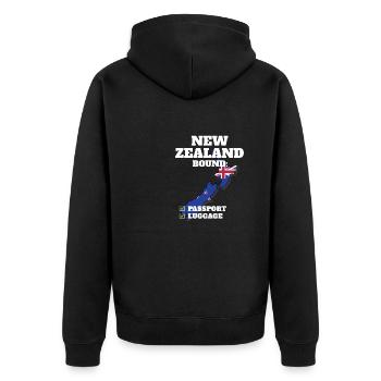New Zealand Bound Country Travel Kiwi Flag - Unisex Premium Bio Zip Hoodie - Schwarz - Hinten - Nico (187cm)